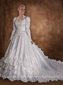 Old fashion wedding dress with long train