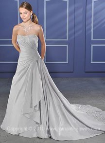 Silver wedding dresses with train