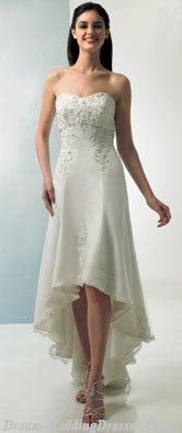 Tea length wedding dresses high/low hemline