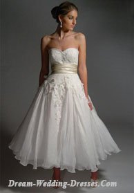 Tea length wedding dresses with flared skirt