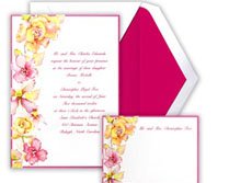 Tropical wedding reception themes colorful invitations