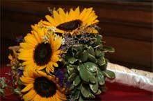 Bridal bouquet of sunflowers