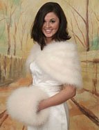 Christmas wedding gowns with fur muff and shawl