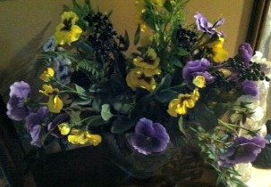 Pansies as a Table Centerpiece