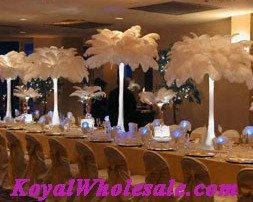 Tall wedding centerpieces with osrich feathers